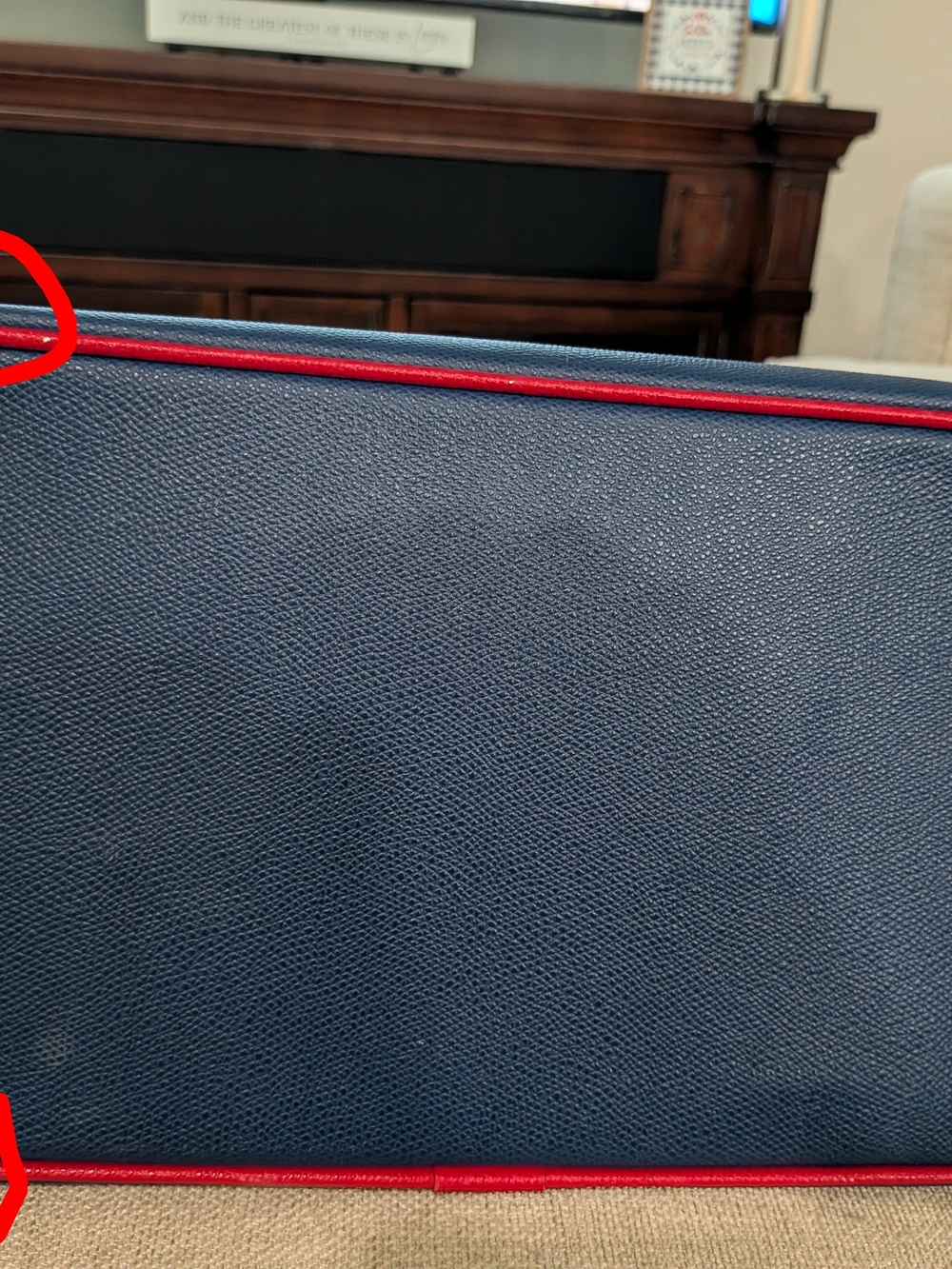 Color-Block Satchel in Navy, Mustard & Red - Picture 15 of 15